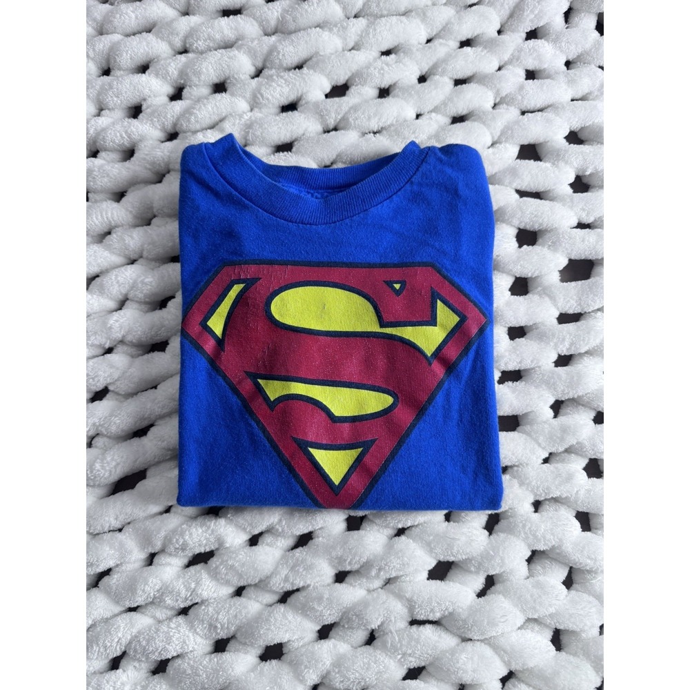 Superman DC Comics Boys 4/5t Blue Classic Logo Graphic T-shirt 2012-2014 Cotton